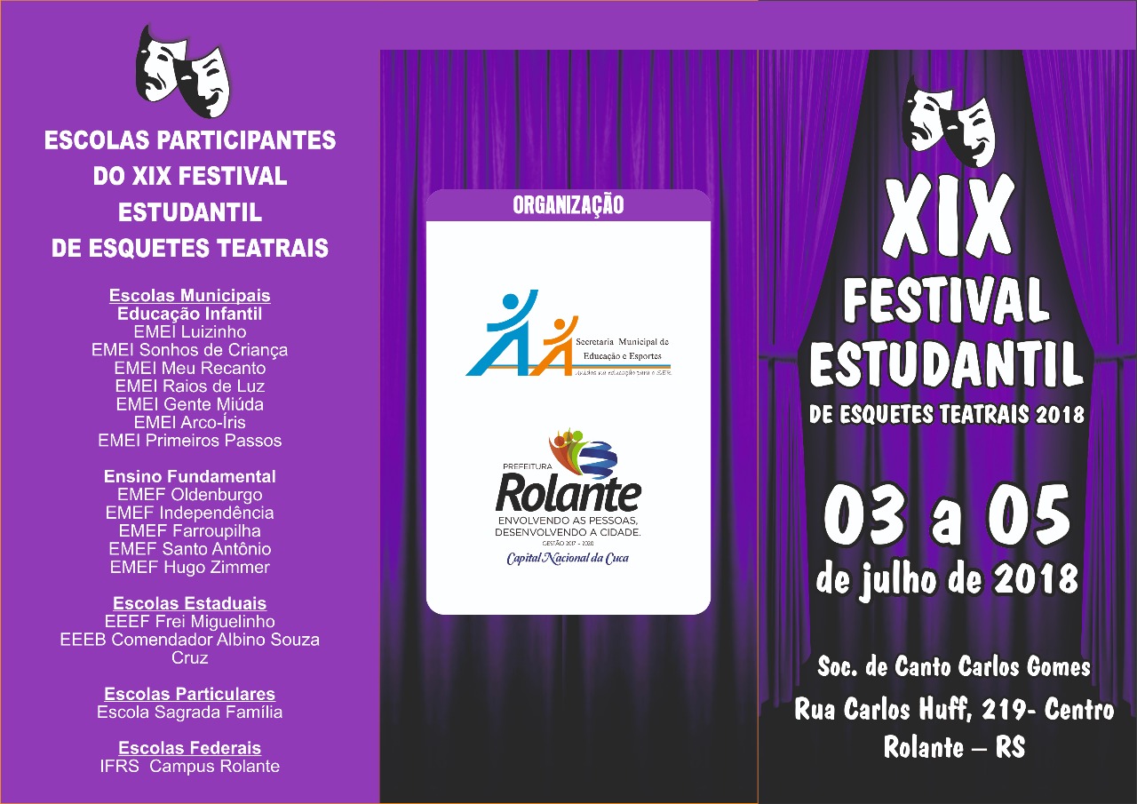 Festival Estudantil de Esquetes Teatrais começa nesta terça-feira em Rolante