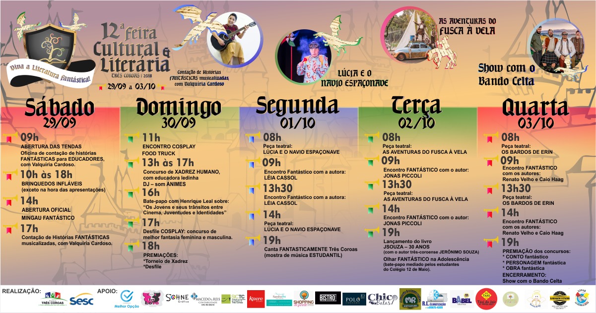 Feira Cultural e Literária de Três Coroas começa neste final de semana