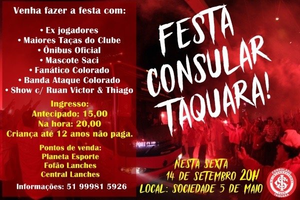 Consulado do Inter promove festa em Taquara