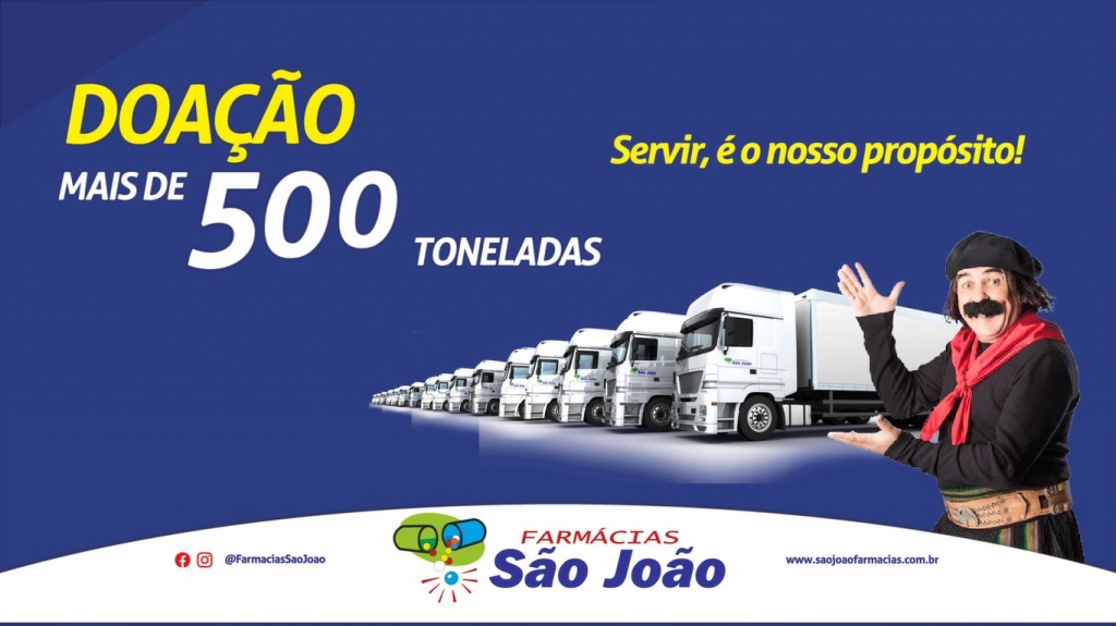 Rede de Farmácias São João doa 500 toneladas de alimentos