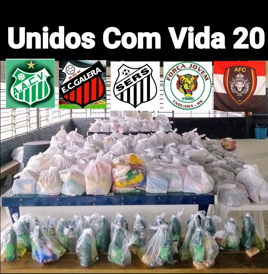 Times de futebol de Taquara arrecadam 100 quilos de alimentos para doação