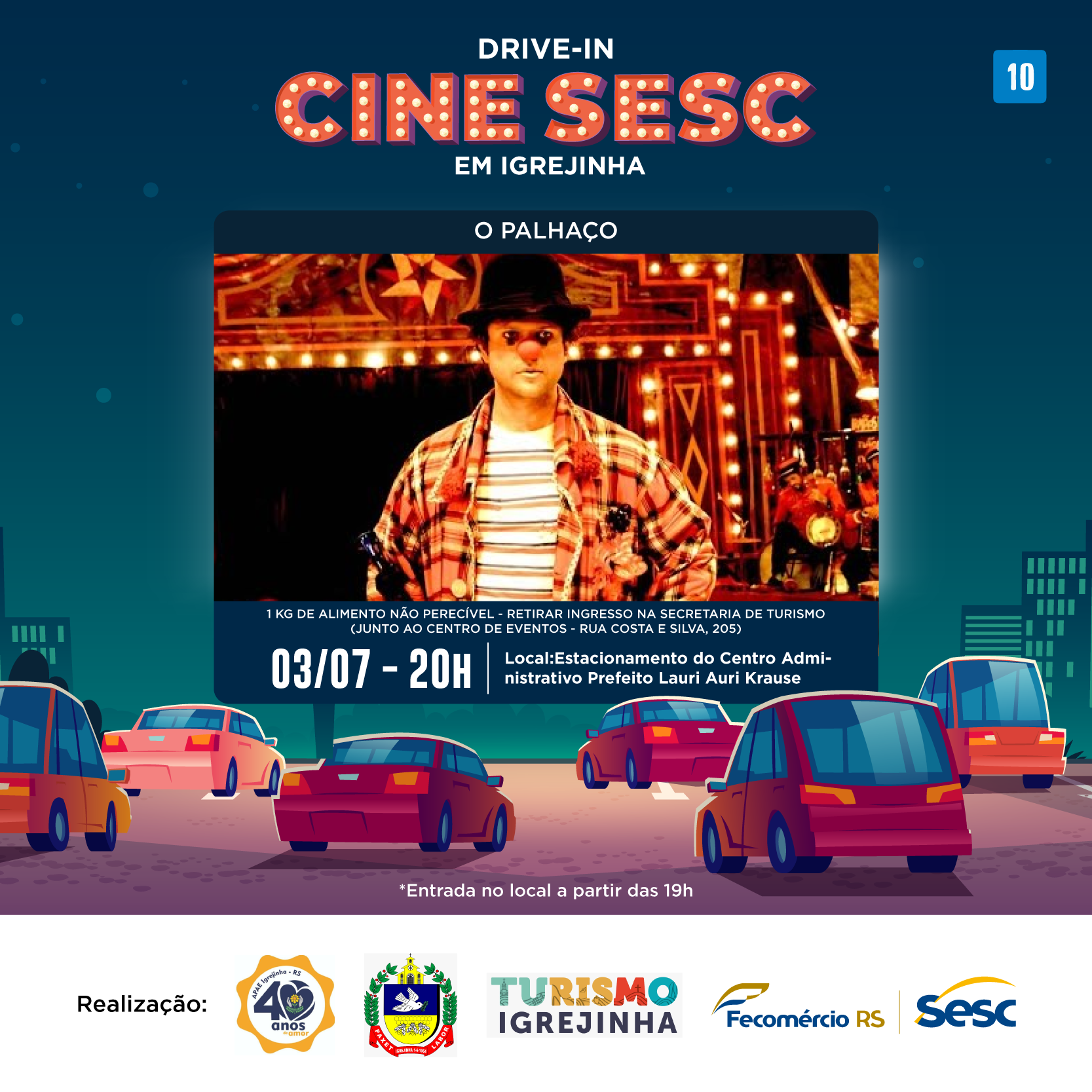 Igrejinha, Taquara e Três Coroas recebem sessões do CineSesc Drive-In em julho