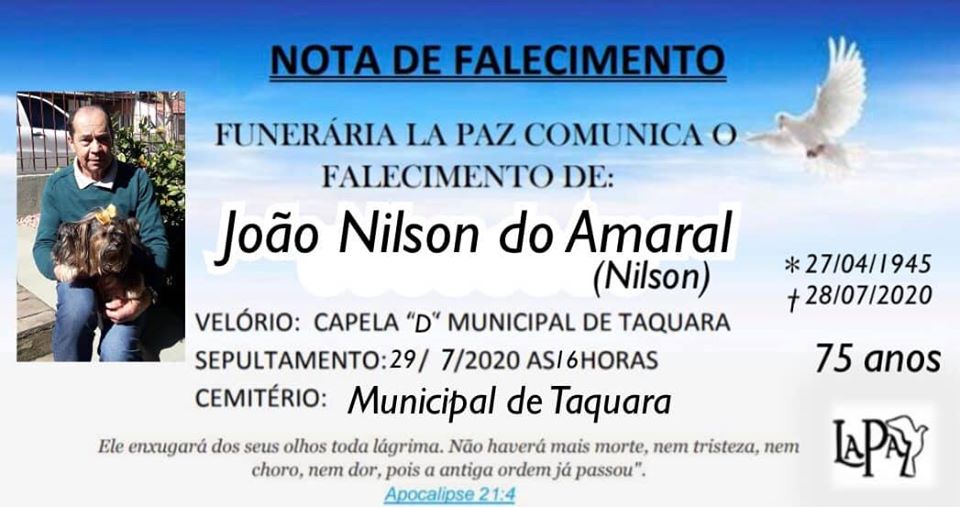 Falecimento de João Nilson do Amaral (Nilson)