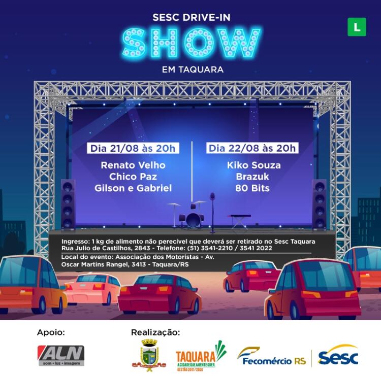Taquara terá duas noites de shows no formato drive-in