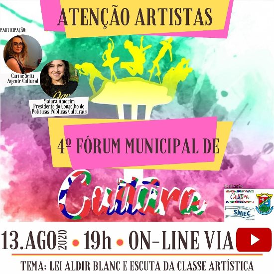 Fórum de Cultura de Três Coroas terá edição on-line
