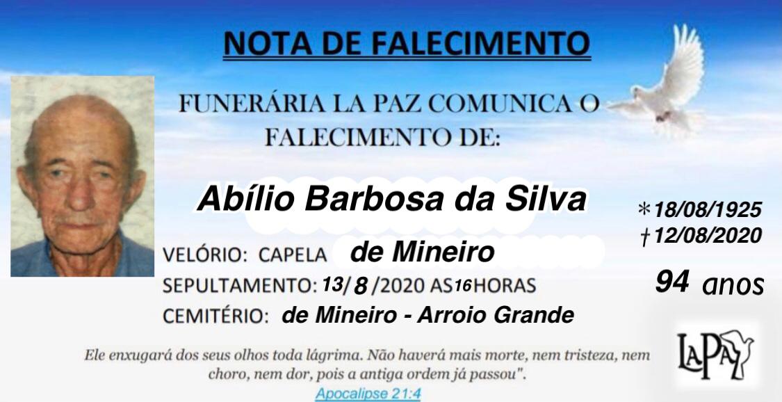 Falecimento de Abílio Barbosa da Silva