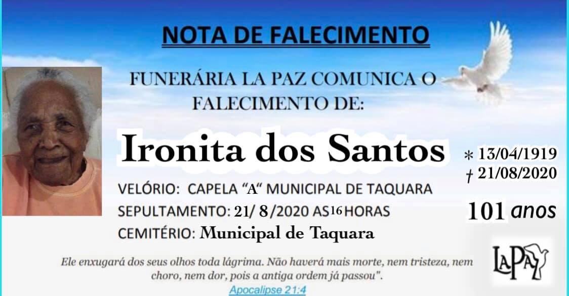 Falecimento de Ironita dos Santos