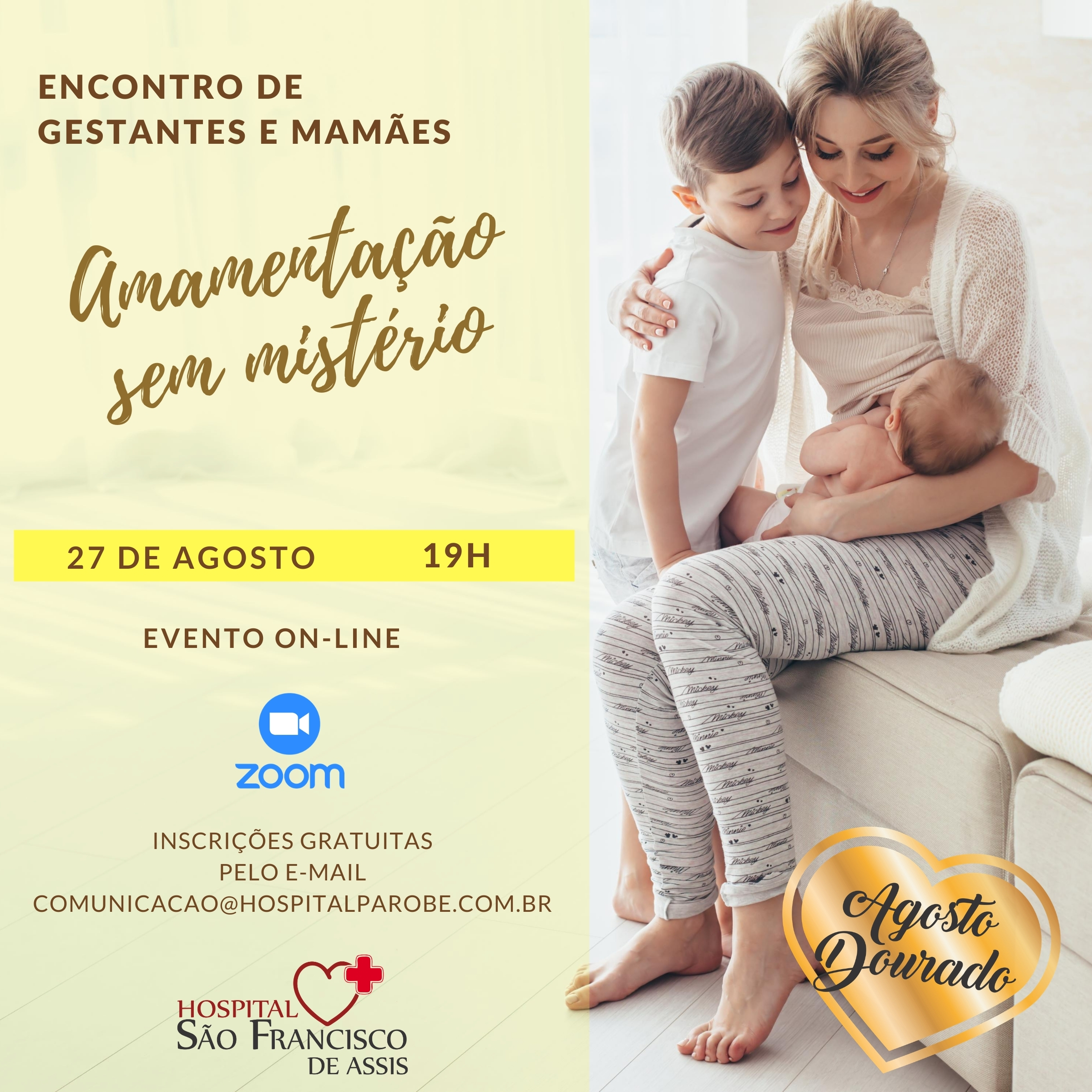 Agosto Dourado: Hospital de Parobé promoverá, nesta quinta-feira (27), encontro sobre amamentação