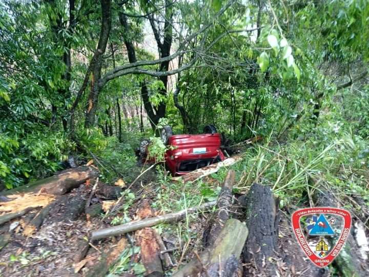 Motorista perde o controle e capota veículo na ERS-020