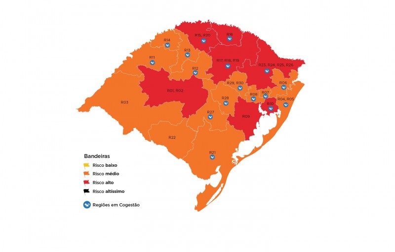 Mapa preliminar do Estado indica bandeira laranja para o Vale do Paranhana