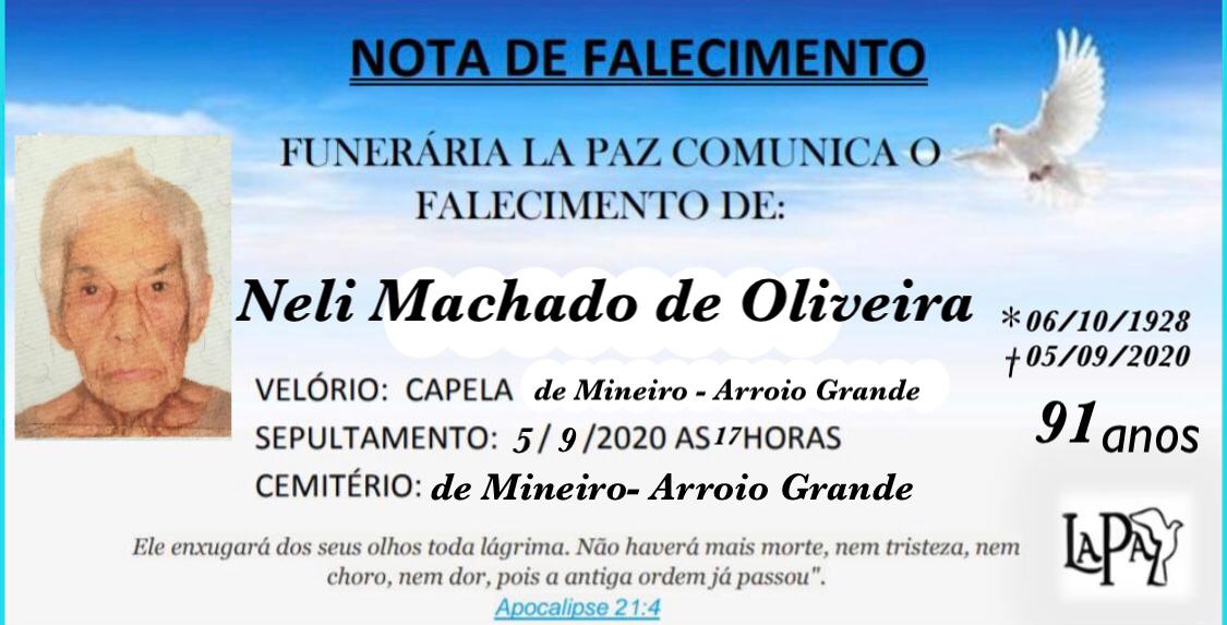 Falecimento de Neli Machado de Oliveira