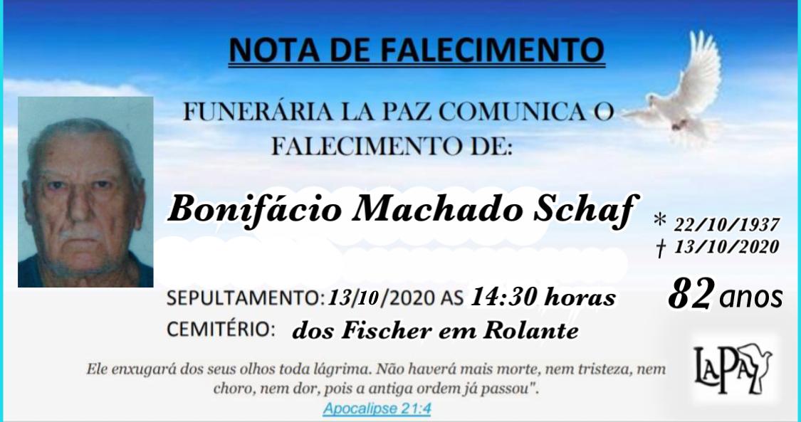 Falecimento de Bonifácio Machado Schaf