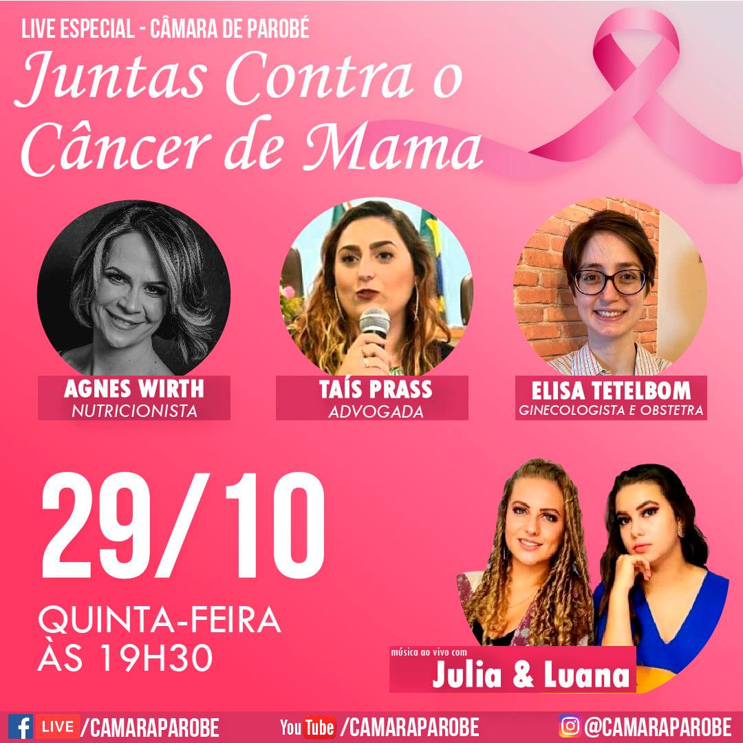 Câmara de Parobé promove 'live' para encerrar a campanha Outubro Rosa