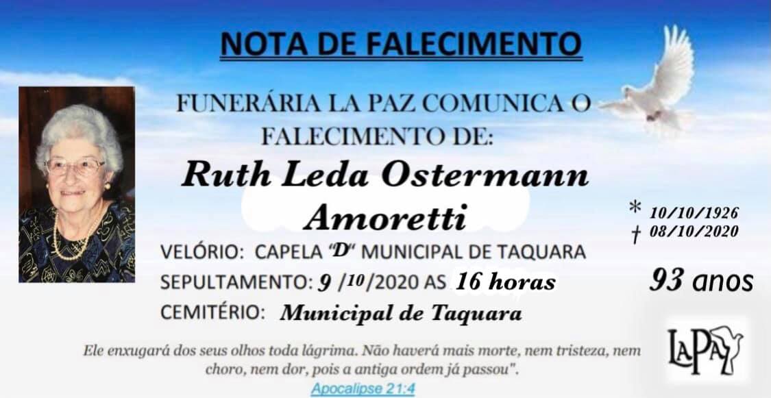 Falecimento Ruth Leda Ostermann Amoretti