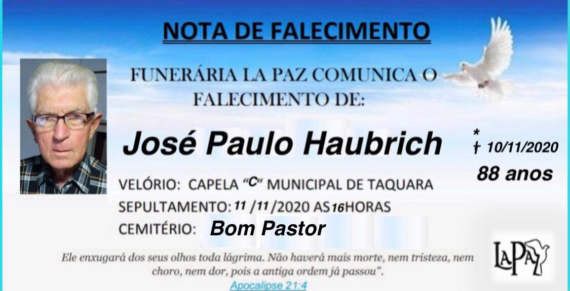 Falecimento de José Paulo Haubrich