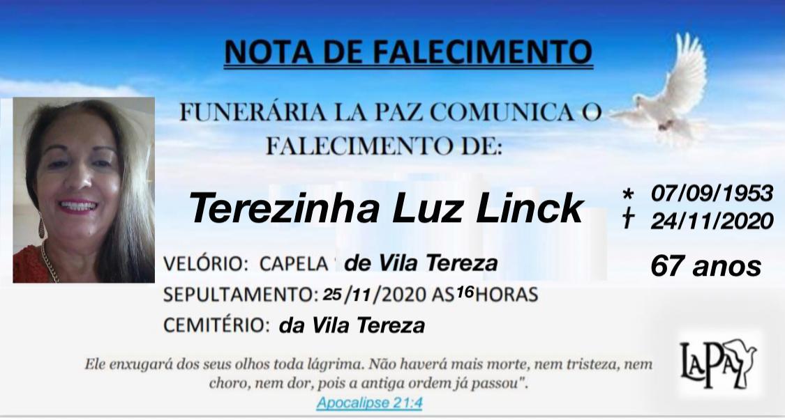 Falecimento de Terezinha Luz Linck