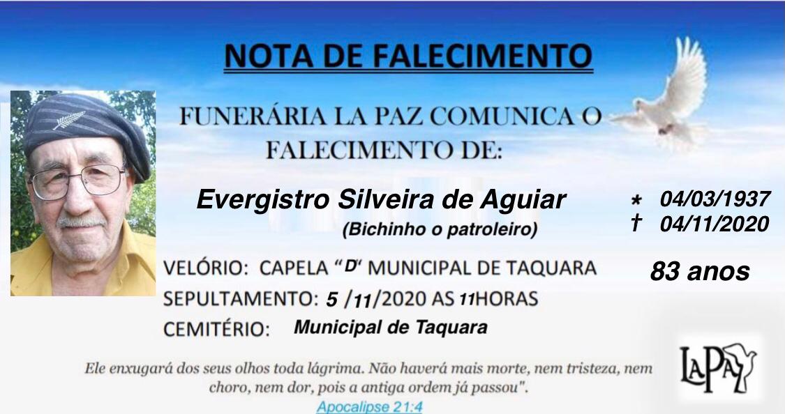 Falecimento de Evergistro Silveira de Aguiar
