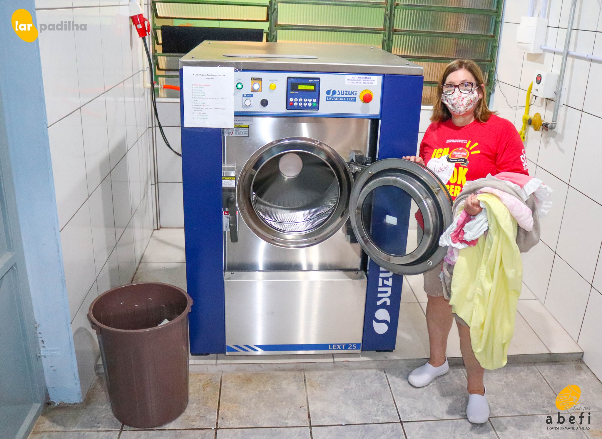 Lar Padilha adquire lavadora de roupas industrial com recursos doados pela comunidade Bensheim