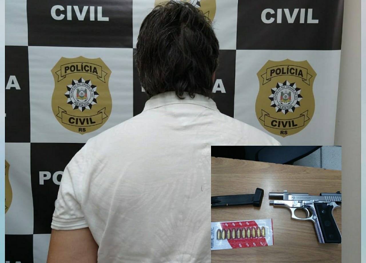 Polícia Civil prende indivíduo e apreende pistola após cumprimento de mandados em Taquara