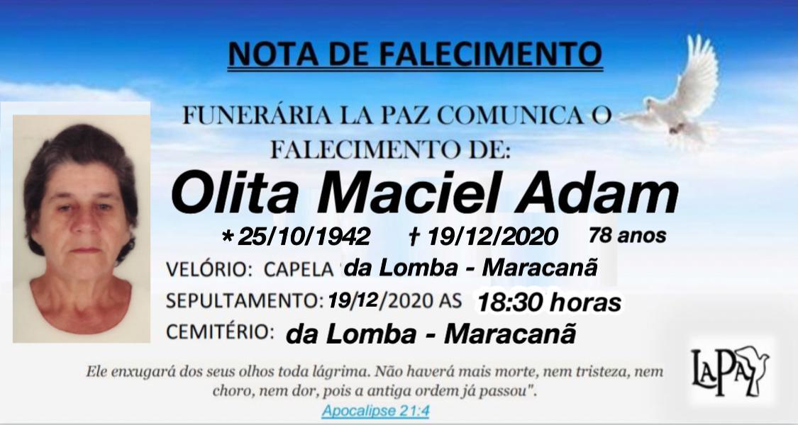 Falecimento de Olita Maciel Adam