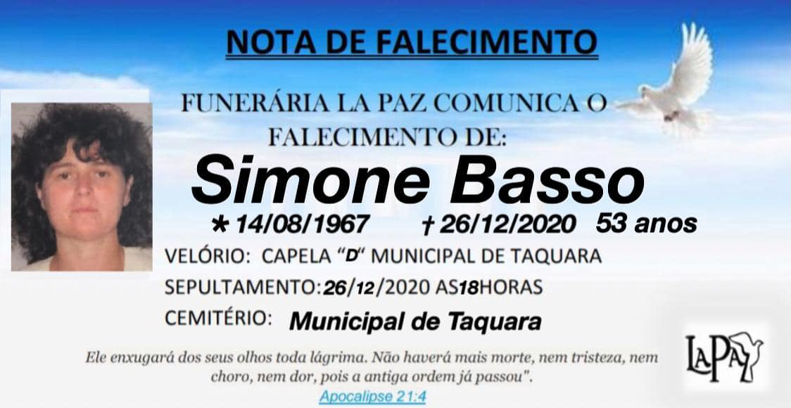 Falecimento de Simone Basso