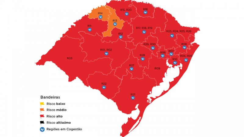 Região retorna para bandeira vermelha em mapa preliminar do distanciamento controlado