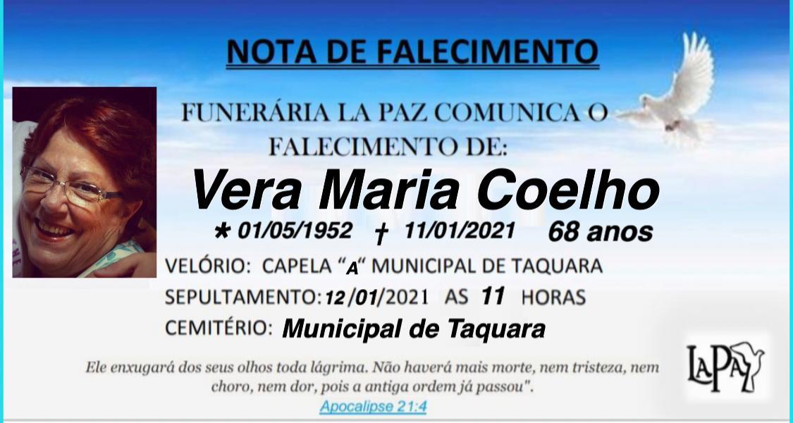 Falecimento de Vera Maria Coelho