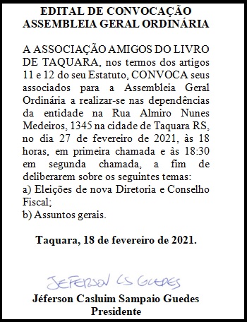 Edital | Amigos do Livro