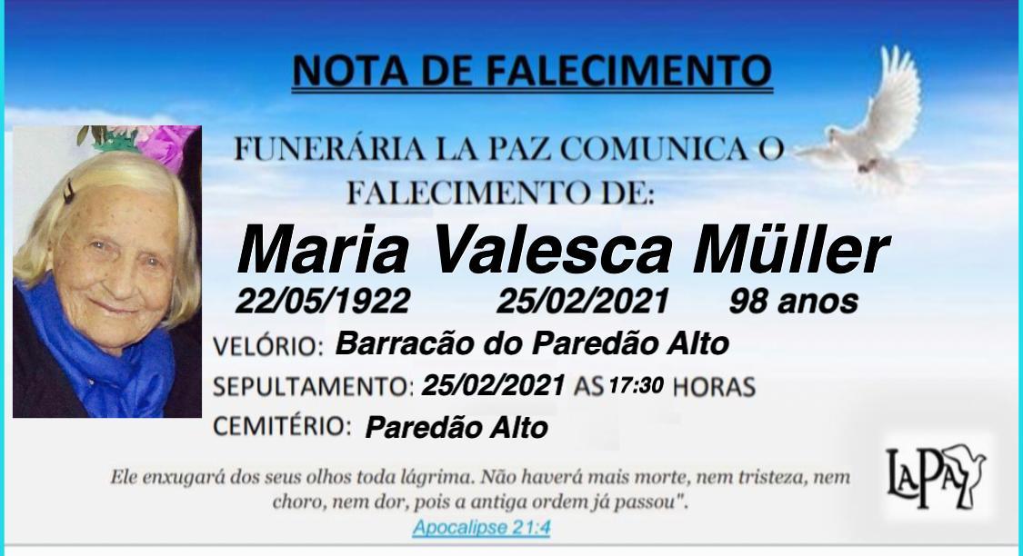 Falecimento de Maria Valesca Müller
