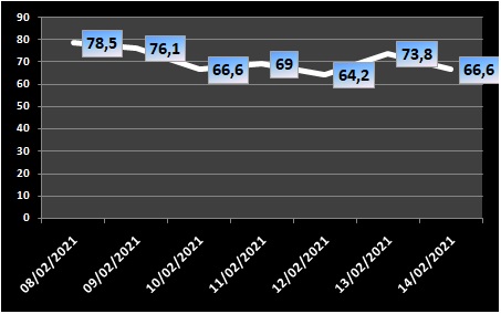 Ocupação de UTIs na região fica em 66,6% neste domingo (14/2)