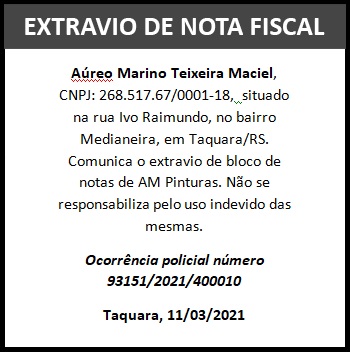 Extravio de notas | Aureo Maciel