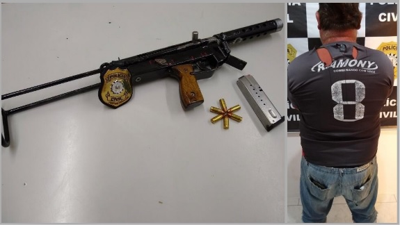 Homem é preso em ação da polícia que localizou submetralhadora em Três Coroas
