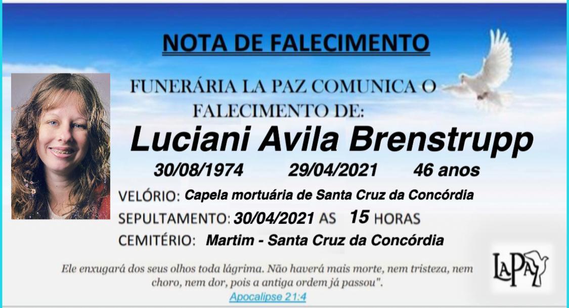 Falecimento de Luciani Ávila Brenstrupp