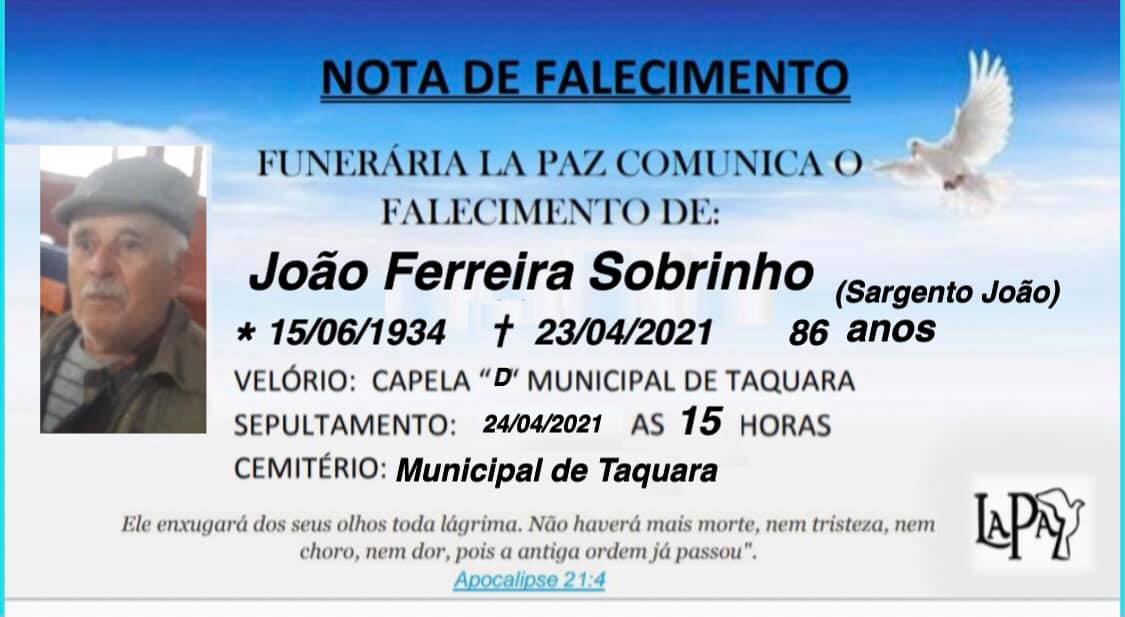 Falecimento João Ferreira Sobrinho (Sargento João)