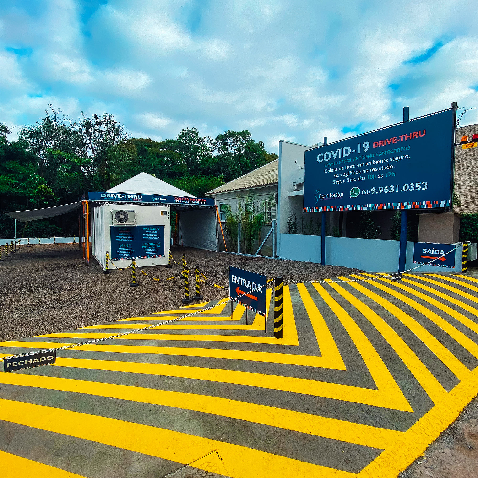 Laboratório Bom Pastor oferece drive-thru para exames de Covid-19