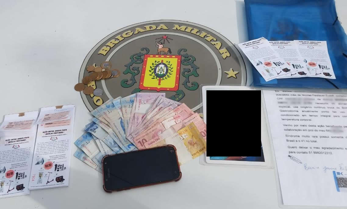 Brigada Militar prende dupla vendendo rifas falsas em Três Coroas