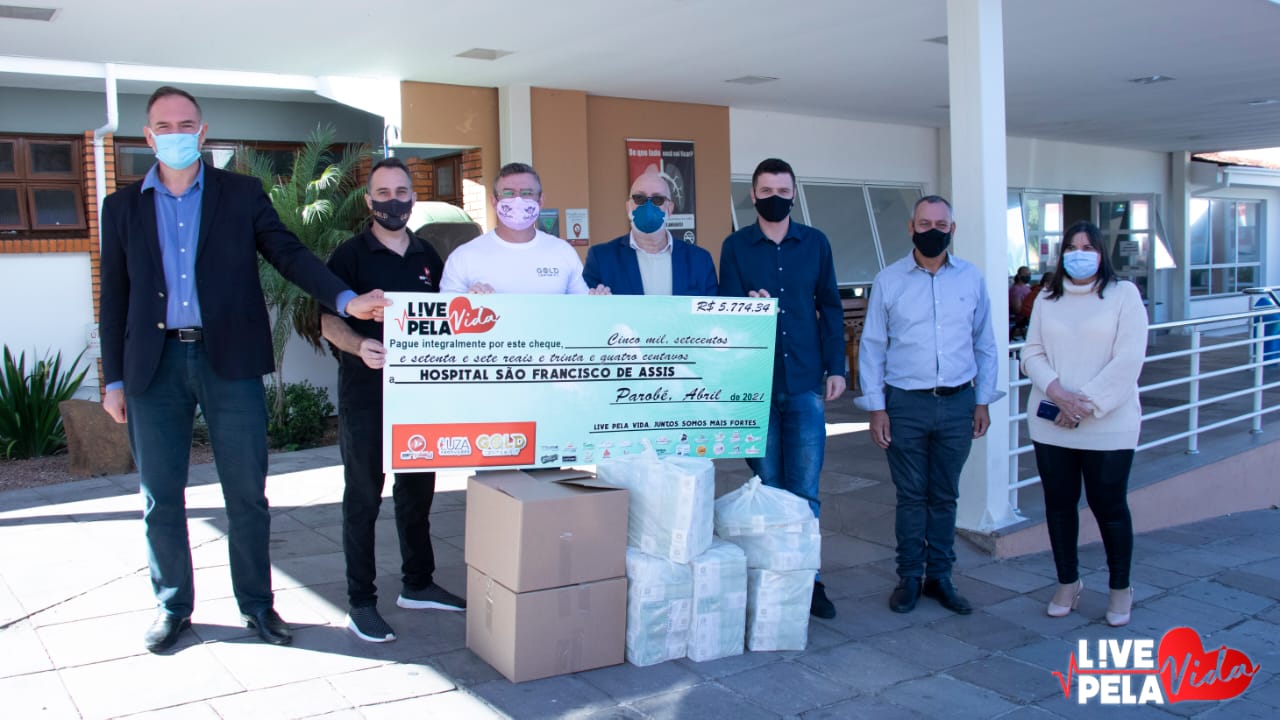 ‘Live pela Vida’ entrega cheque simbólico no valor de R$ 5.774,34 em doações ao hospital de Parobé
