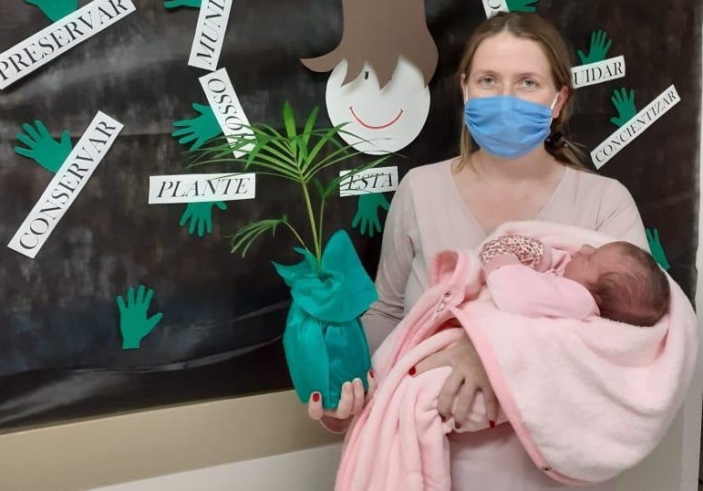 Bebês recém-nascidos ganham muda de árvore no hospital de Parobé