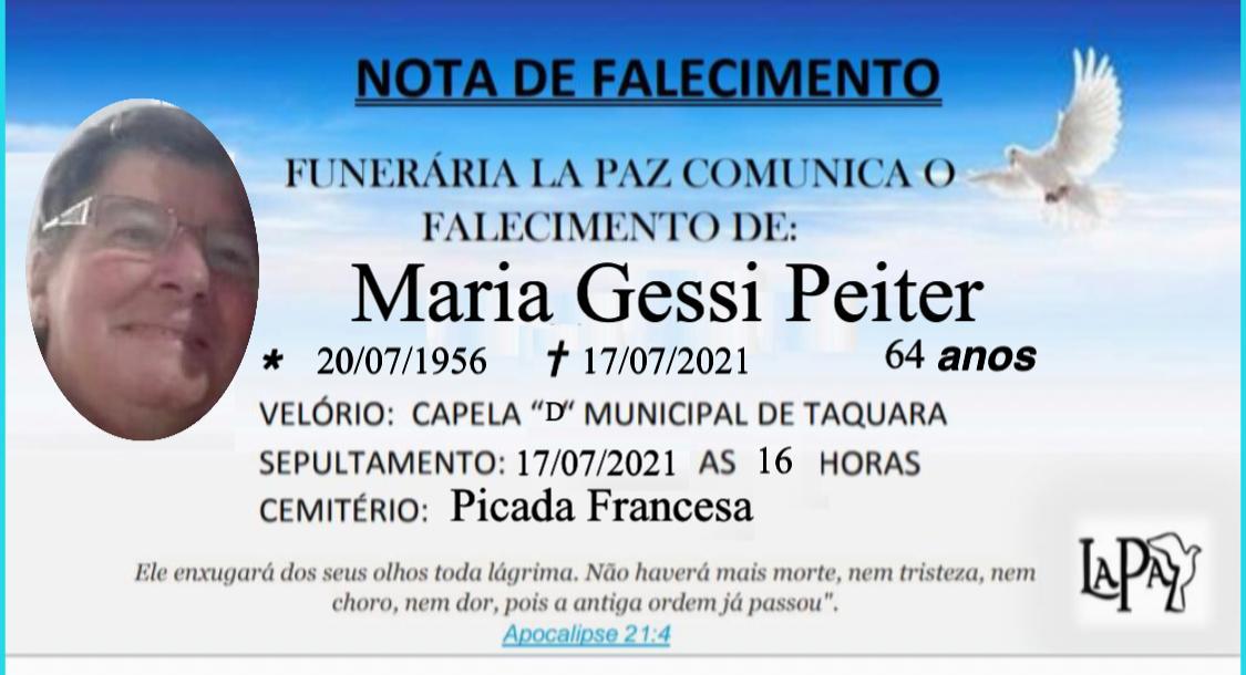 Falecimento de Maria Gessi Peiter
