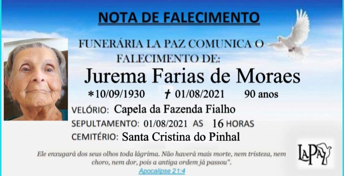 Falecimento de Jurema Farias de Moraes
