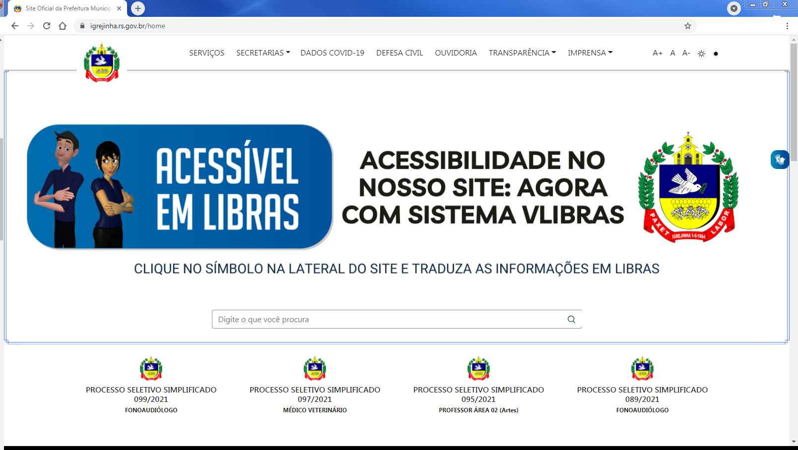 Igrejinha moderniza site com recursos de transparência e acessibilidade
