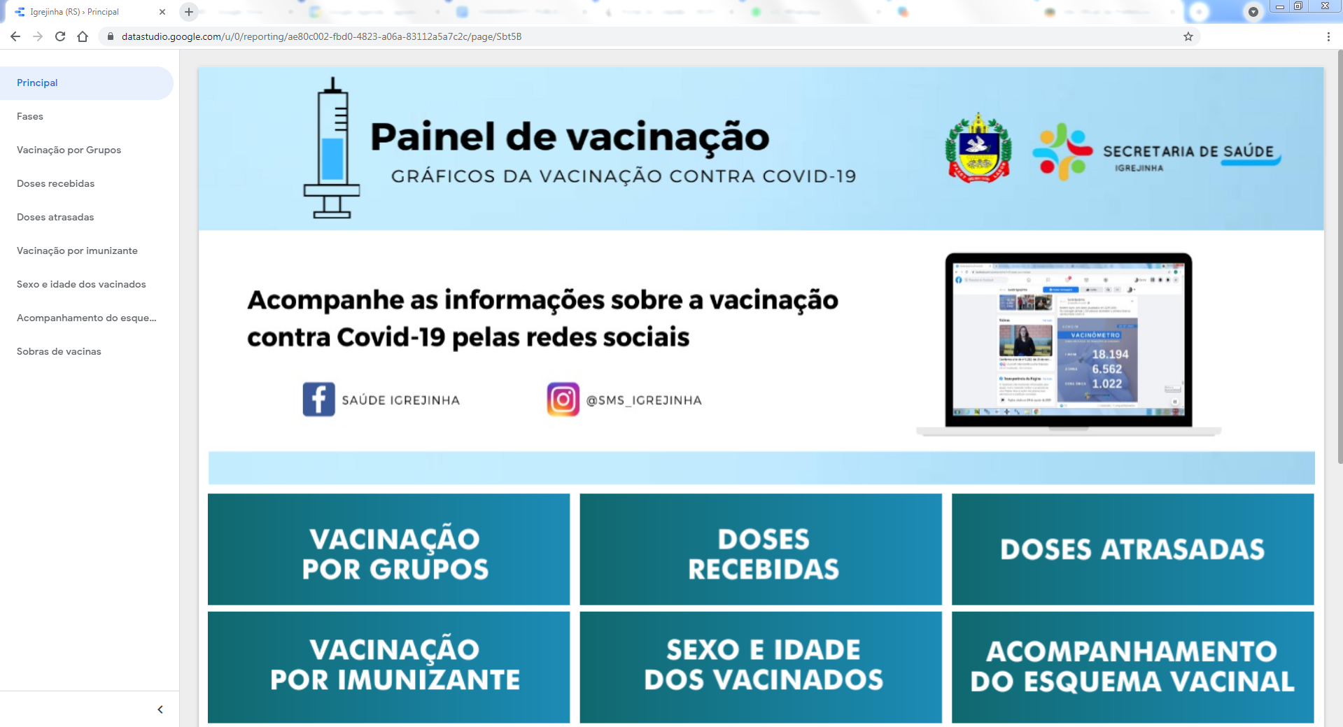 Prefeitura de Igrejinha lança portal para acompanhamento da vacinação contra Covid-19