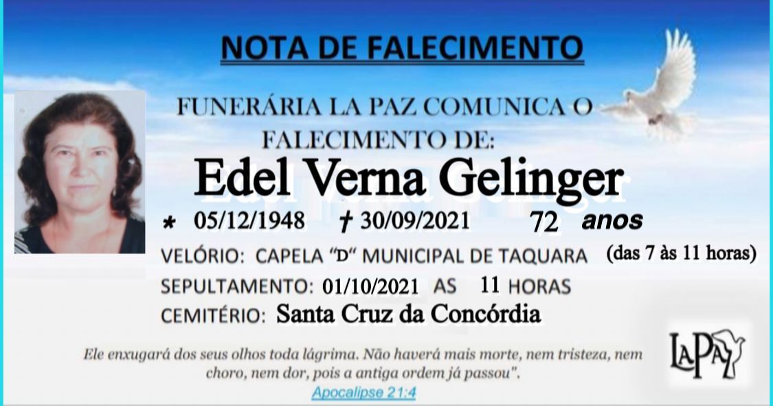 Falecimento Edel Verna Gelinger