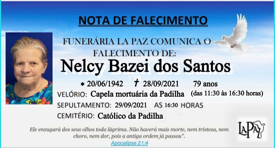 Falecimento Nelcy Bazei dos Santos