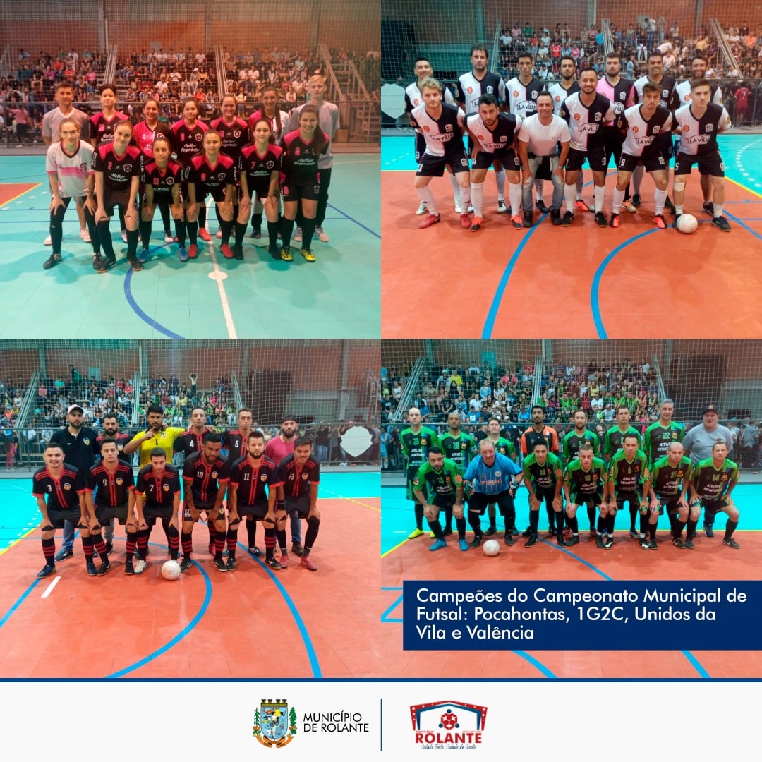 Rolante conhece os campeões do futsal: Pocahontas, 1G2C, Unidos da Vila e Valência