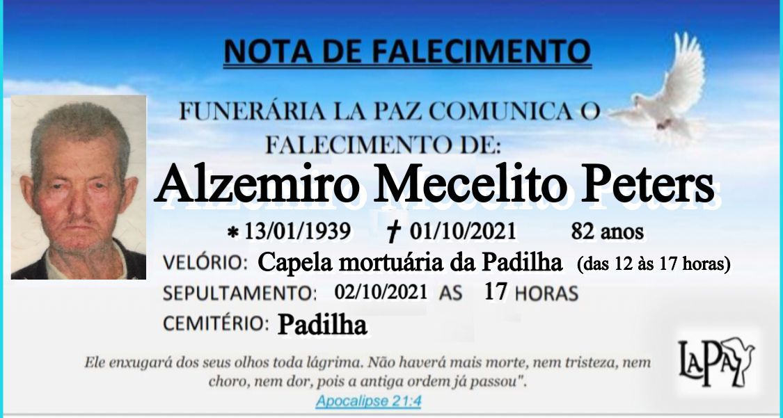 Falecimento Alzemiro Mecelito Peters