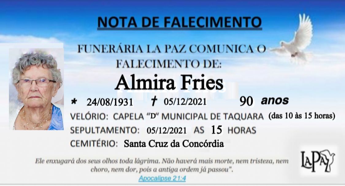 Falecimento Almira Fries