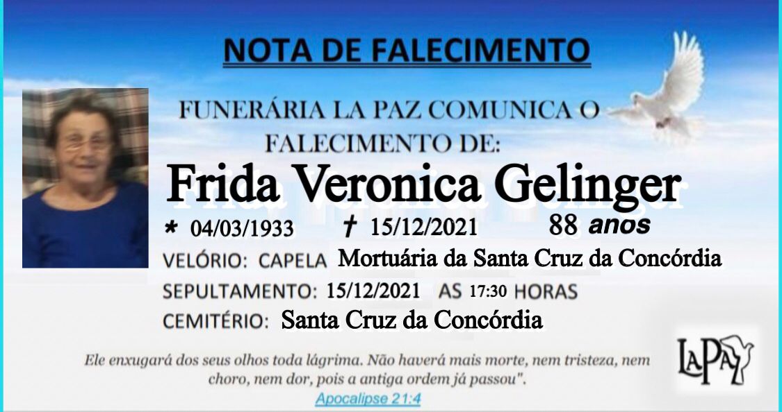 Falecimento Frida Veronica Gelinger