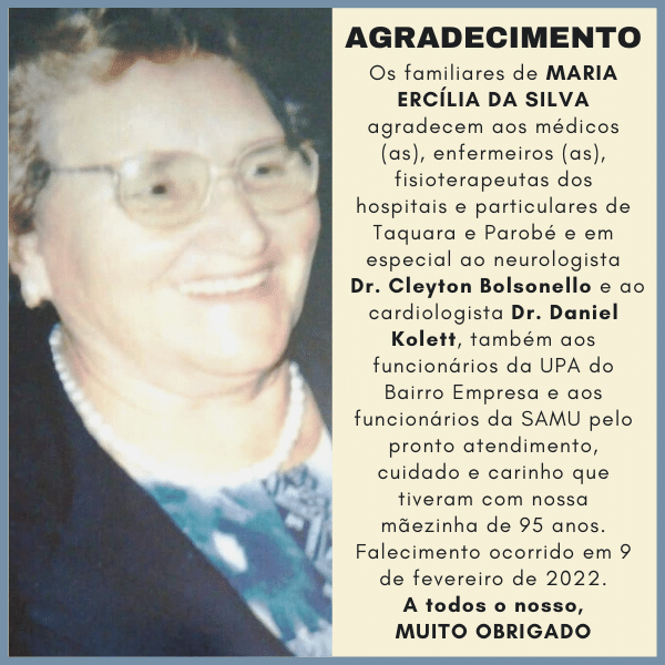 Agradecimento | Maria Ercília da Silva