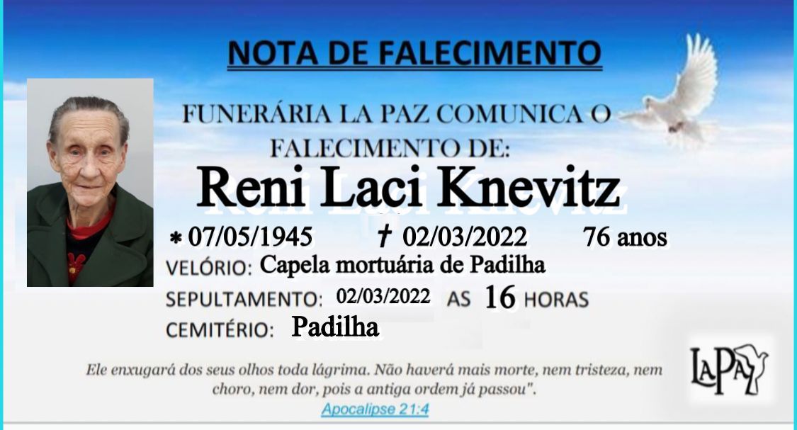 Falecimento | Reni Laci Knevitz